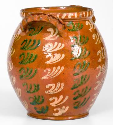 Extremely Rare  Redware Jar attrib. Christian Klinker, Bucks County, PA, 1773-1798