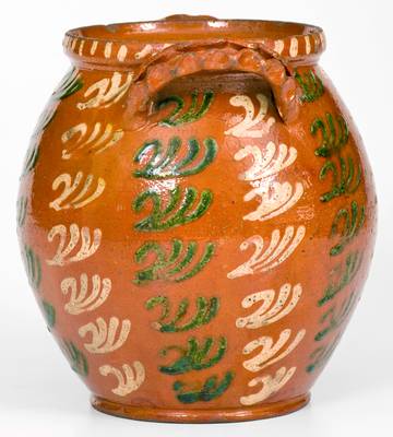 Extremely Rare  Redware Jar attrib. Christian Klinker, Bucks County, PA, 1773-1798
