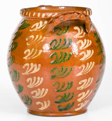 Extremely Rare  Redware Jar attrib. Christian Klinker, Bucks County, PA, 1773-1798