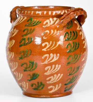 Extremely Rare  Redware Jar attrib. Christian Klinker, Bucks County, PA, 1773-1798
