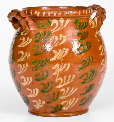 Extremely Rare  Redware Jar attrib. Christian Klinker, Bucks County, PA, 1773-1798