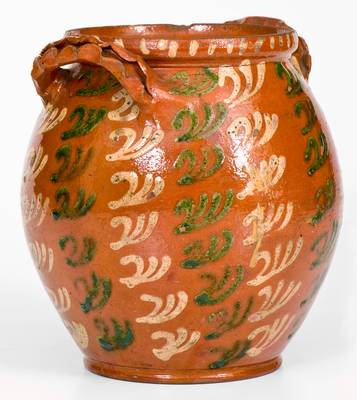 Extremely Rare  Redware Jar attrib. Christian Klinker, Bucks County, PA, 1773-1798