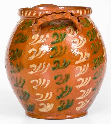 Extremely Rare  Redware Jar attrib. Christian Klinker, Bucks County, PA, 1773-1798