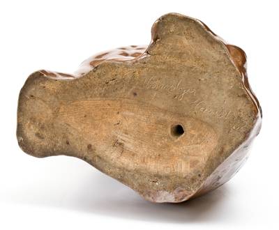 Very Rare Stoneware Spaniel Inscribed 