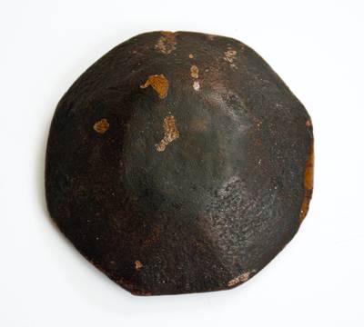 Outstanding Miniature Octagonal Redware Dish with Yellow Slip Decoration, Philadelphia origin