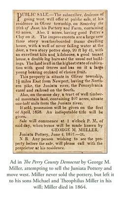 Extremely Rare and Important JUNIATA POTTERY BY G.M. MILLER Redware Jar, Newport, Perry County, PA