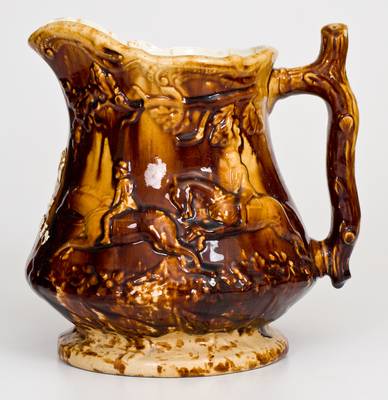 Fine Rockingham Presentation Frog Pitcher, attrib. Swan Hill Pottery, South Amboy, NJ