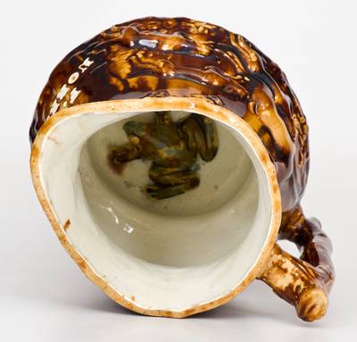 Fine Rockingham Presentation Frog Pitcher, attrib. Swan Hill Pottery, South Amboy, NJ