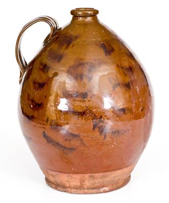 Large-Sized New England Redware Jug with Manganese Decoration