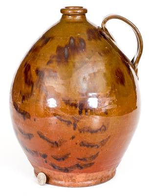 Large-Sized New England Redware Jug with Manganese Decoration