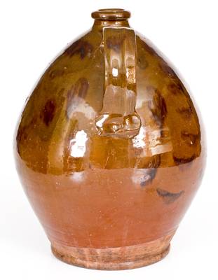 Large-Sized New England Redware Jug with Manganese Decoration