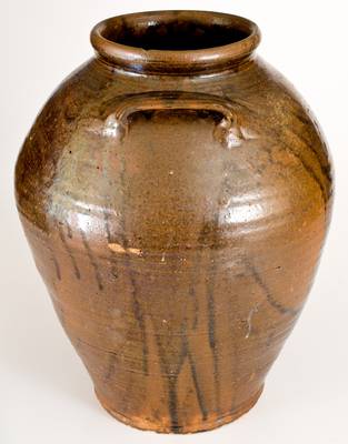 Unusual Edgefield District, South Carolina Stoneware Jar w/ Impressed C Stamps, probably Stony Bluff