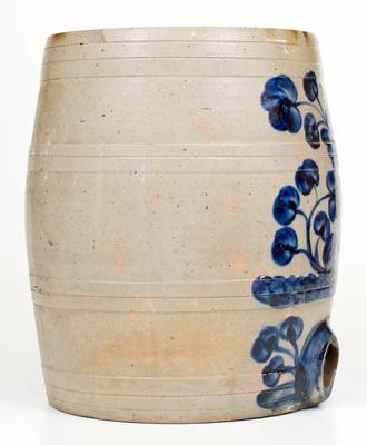 Very Fine 3 Gal. New England Stoneware Water Cooler w/ Elaborate Floral Decoration