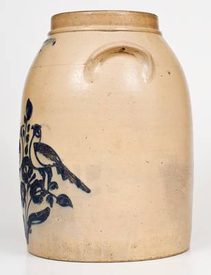 Scarce 6 Gal. WHITES UTICA Stoneware Jar with Double Bird Decoration