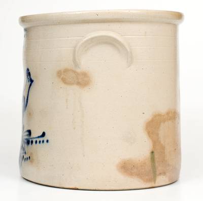 5 Gal. E. & L. P. NORTON / BENNINGTON, VT Stoneware Crock w/ Bird Decoration