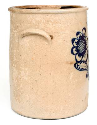 8 Gal. Ohio Stoneware Crock w/ Elaborate Rochester-Style Slip-Trailed Decoration