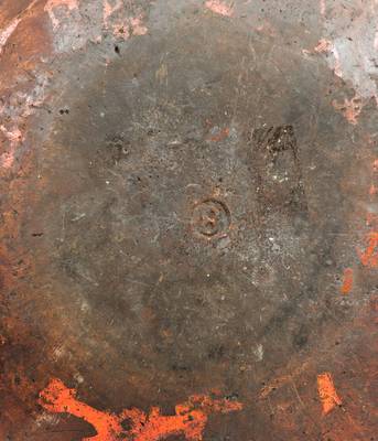 Unusual Redware Plate with Slip Star Decoration, probably Pennsylvania origin