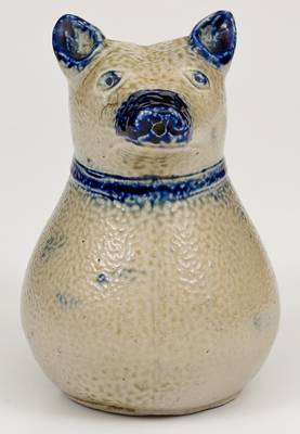 Very Unusual Stoneware Dog-Form Pitcher, probably Whites Utica