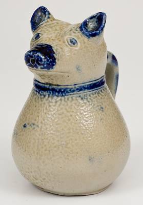 Very Unusual Stoneware Dog-Form Pitcher, probably Whites Utica