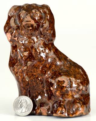 Antique Redware Spaniel, probably Galena, Illinois origin