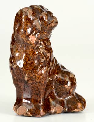 Antique Redware Spaniel, probably Galena, Illinois origin