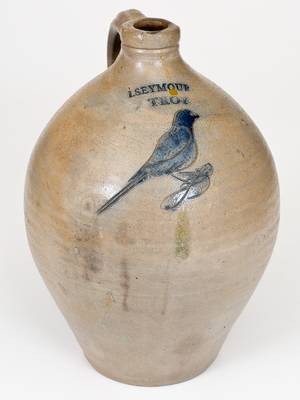I. SEYMOUR / TROY Stoneware Jug with Incised Bird Decoration
