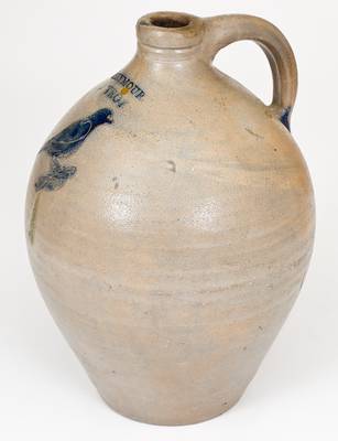 I. SEYMOUR / TROY Stoneware Jug with Incised Bird Decoration