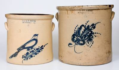 Lot of Two: E. & L. P. NORTON / BENNINGTON, VT Stoneware Crocks