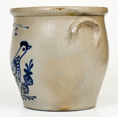 2 Gal. W. ROBERTS / BINGHAMTON, NY Stoneware Jar with Slip-Trailed Bird Decoration