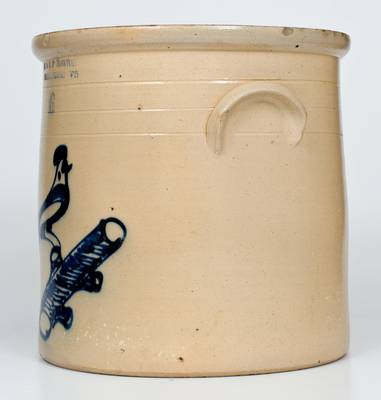Fine 6 Gal. E. & L. P. NORTON / BENNINGTON, VT Stoneware Crock w/ Bold Bird-on-Log