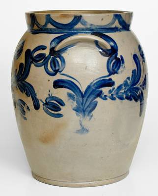 4 Gal. Baltimore Stoneware Jar with Profuse Cobalt Floral Decoration, circa 1830