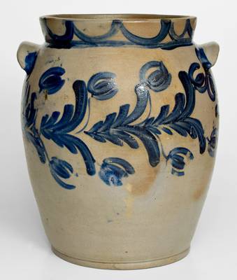 4 Gal. Baltimore Stoneware Jar with Profuse Cobalt Floral Decoration, circa 1830