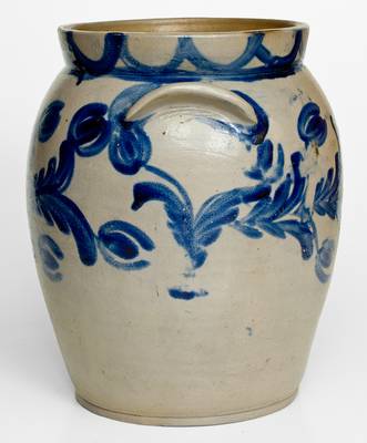 4 Gal. Baltimore Stoneware Jar with Profuse Cobalt Floral Decoration, circa 1830