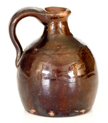 Small-Sized Redware Jug w/ Incised Line Design