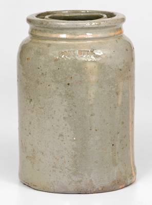 JOHN BELL / WAYNESBORO, Pennsylvania Stoneware Canning Jar w/ Celadon Glaze