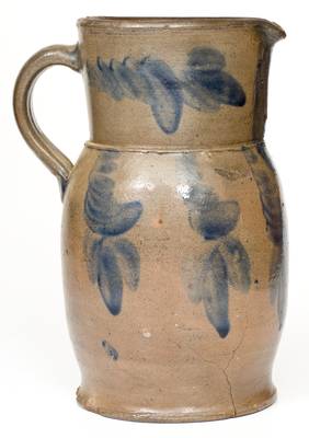 Fine Strasburg, Virginia Stoneware Pitcher w/ Profuse Floral Decoration