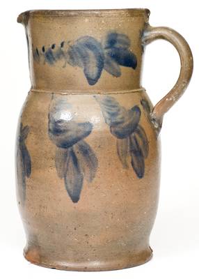 Fine Strasburg, Virginia Stoneware Pitcher w/ Profuse Floral Decoration