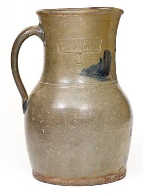 1 Gal. W. H. LEHEW & CO. / STRASBURG, VA Stoneware Pitcher with Floral Decoration