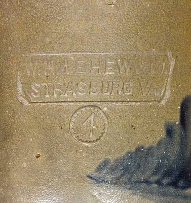1 Gal. W. H. LEHEW & CO. / STRASBURG, VA Stoneware Pitcher with Floral Decoration