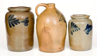 Lot of Three: Philadelphia, PA Stoneware Jars with York, PA Stoneware Jug
