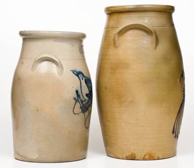Lot of Two: New York Stoneware Bird Churns