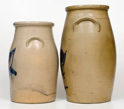 Lot of Two: New York Stoneware Bird Churns