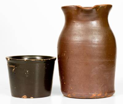Lot of Two: Albany Slip-Glazed Stoneware incl. BROWN POTTERY Pitcher