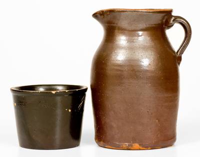 Lot of Two: Albany Slip-Glazed Stoneware incl. BROWN POTTERY Pitcher