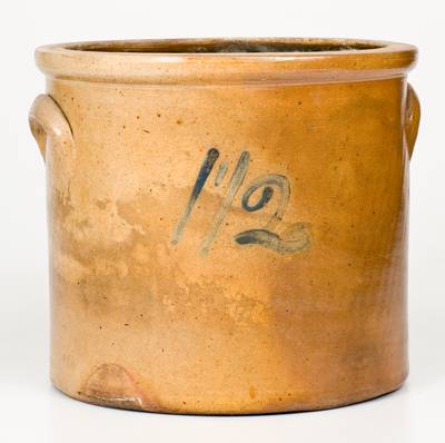 1 1/2 Gal. New Jersey Stoneware Crock with Floral Decoration