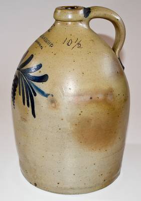2 Gal. COWDEN & WILCOX / HARRISBURG, PA Stoneware Jug with Floral Decoration Inscribed 