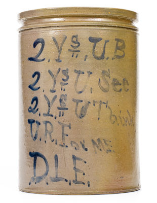 Extremely Rare and Important Shenandoah Valley Stoneware Poem Jar by D. L. Eberly.