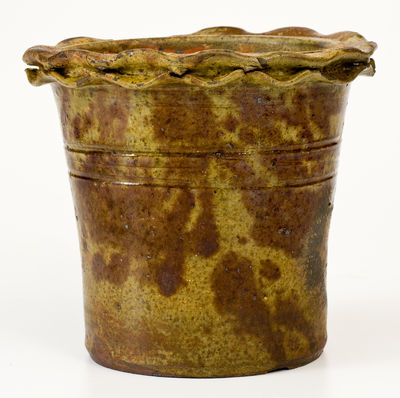 Rare attrib. Anthony Bacher (Winchester, VA) Copper-Glazed Redware Flowerpot