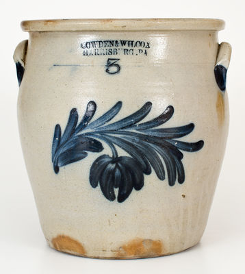 COWDEN & WILCOX / HARRISBURG, PA Stoneware Jar w/ Floral Decoration