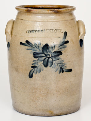 One-Gallon COWDEN & WILCOX, Harrisburg, PA Stoneware Jar w/ Unusual Floral Decoration